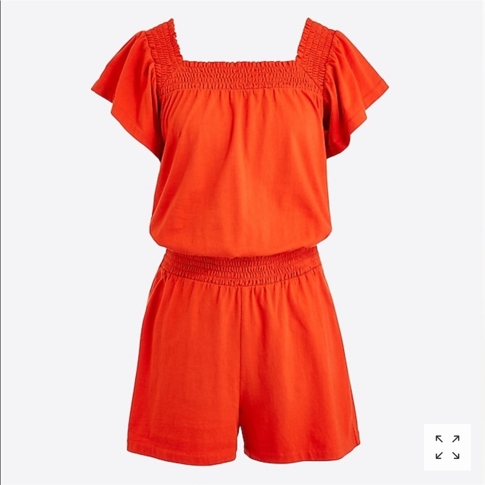 J. Crew Smocked Square-Neck Romper
